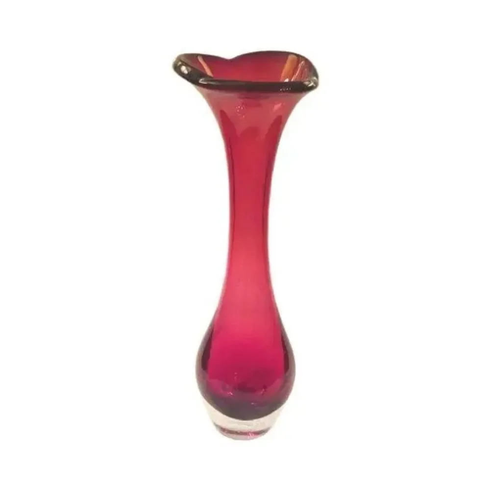 Mid-Century Sweden Tall Red Jack in the Pulpit Art Glass Vase 15”H